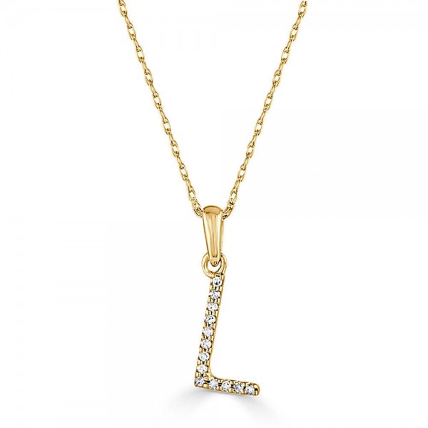 14K YELLOW GOLD DIAMOND L INITIAL PENDANT