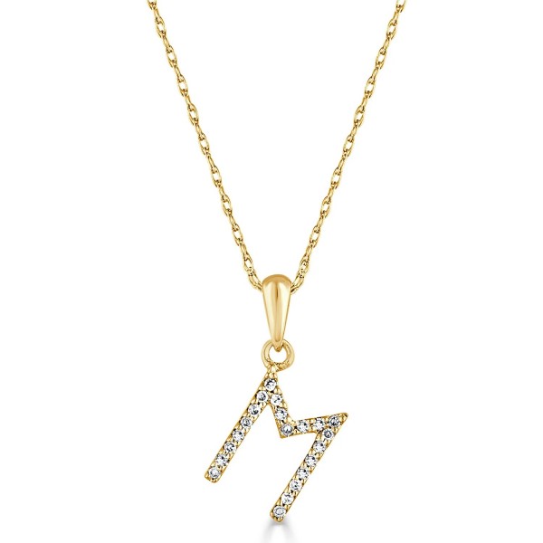 14K YELLOW GOLD DIAMOND M INITIAL PENDANT