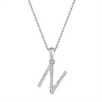 14K WHITE GOLD DIAMOND N INITIAL PENDANT