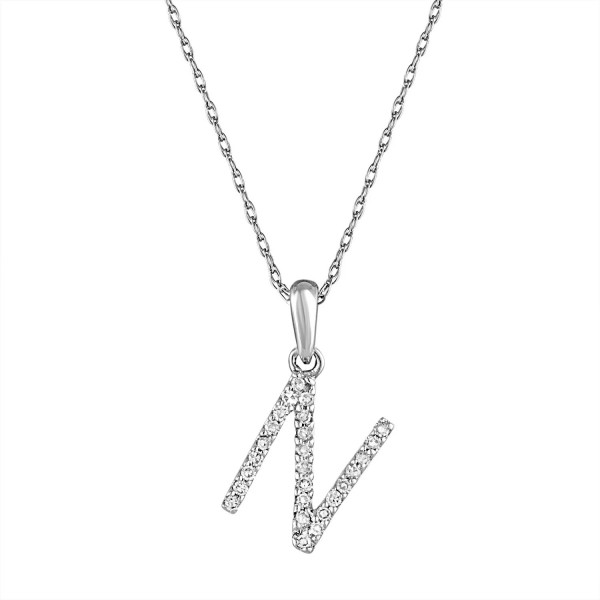 14K WHITE GOLD DIAMOND N INITIAL PENDANT