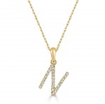 14K YELLOW GOLD DIAMOND N INITIAL PENDANT