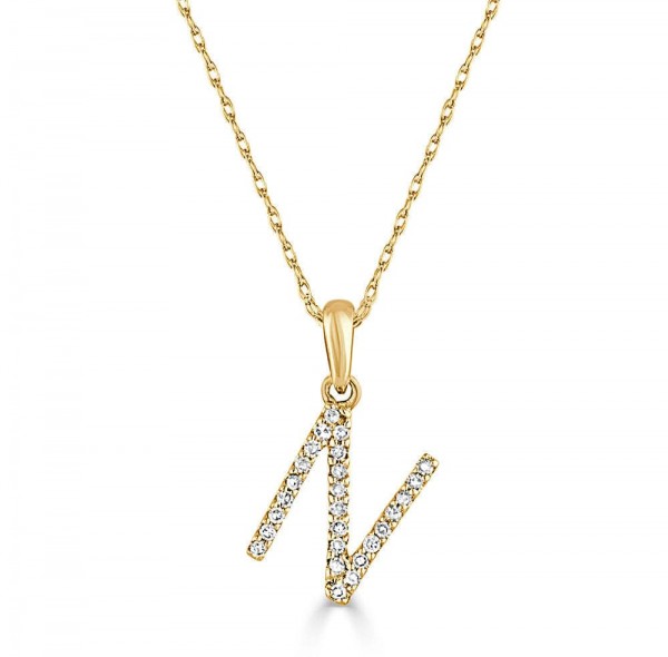 14K YELLOW GOLD DIAMOND N INITIAL PENDANT