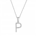 14K WHITE GOLD DIAMOND P INITIAL PENDANT