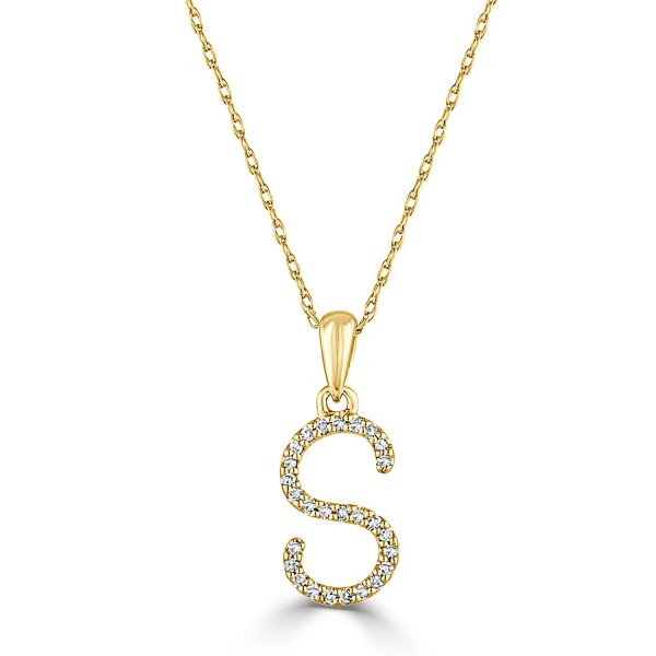 14K YELLOW GOLD DIAMOND S INITIAL PENDANT
