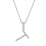 14K WHITE GOLD DIAMOND T INITIAL PENDANT