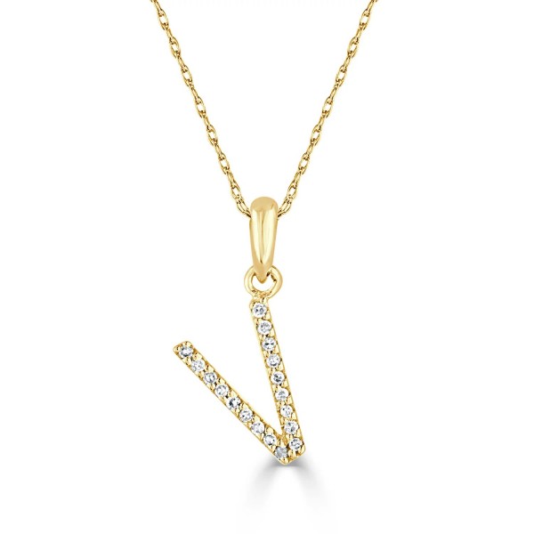 14K YELLOW GOLD DIAMOND V INITIAL PENDANT