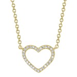 14K YELLOW GOLD DIAMOND OPEN HEART NECKLACE