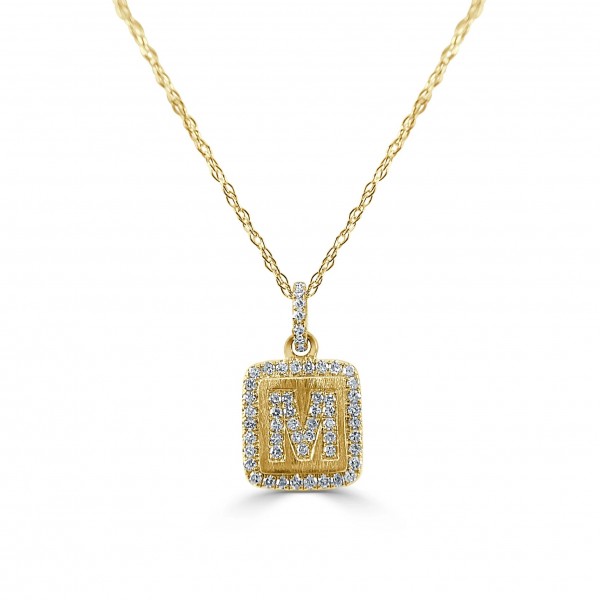 14K YELLOW GOLD DIAMOND M INITIAL PENDANT