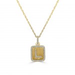 14K YELLOW GOLD DIAMOND L INITIAL SQUARE PENDANT