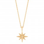 14K YELLOW GOLD STARBURST NECKLACE WITH DIAMOND