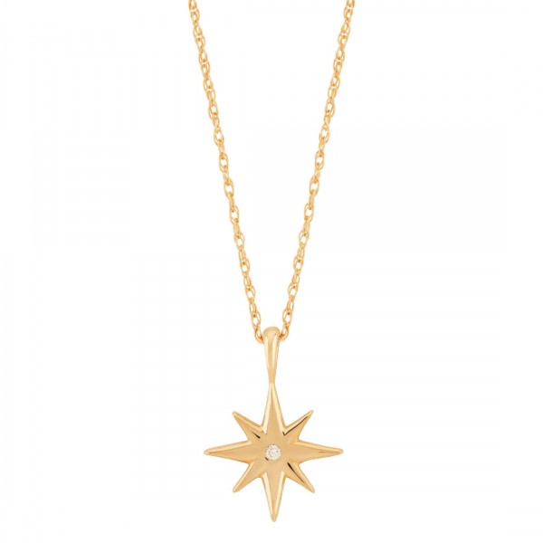 14K YELLOW GOLD STARBURST NECKLACE WITH DIAMOND