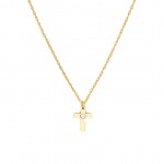 14K YELLOW GOLD  DIAMOND CROSS NECKLACE