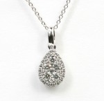 14K WHITE GOLD DIAMOND PEAR SHAPE CLUSTER  PENDANT