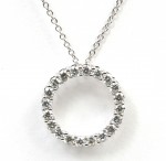 14K WHITE GOLD DIAMOND CIRCLE PENDANT