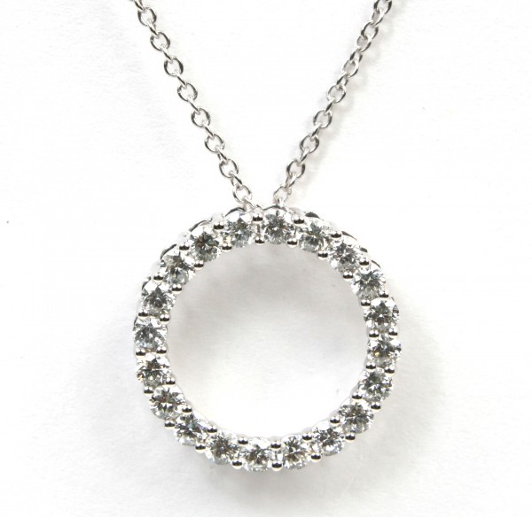 14K WHITE GOLD DIAMOND CIRCLE PENDANT