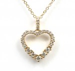 14K YELLOW GOLD DIAMOND OPEN HEART PENDANT
