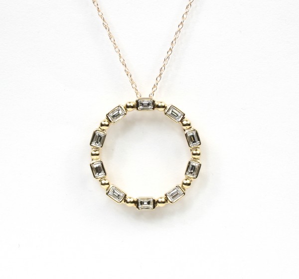 14K YELLOW GOLD DIAMOND CIRCLE PENDANT