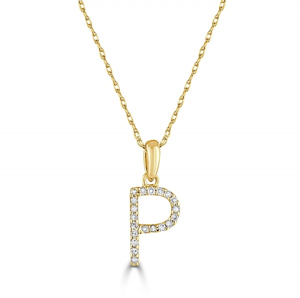 14K YELLOW GOLD DIAMOND INITIAL P PENDANT