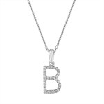 14K WHITE GOLD DIAMOND B INITIAL PENDANT