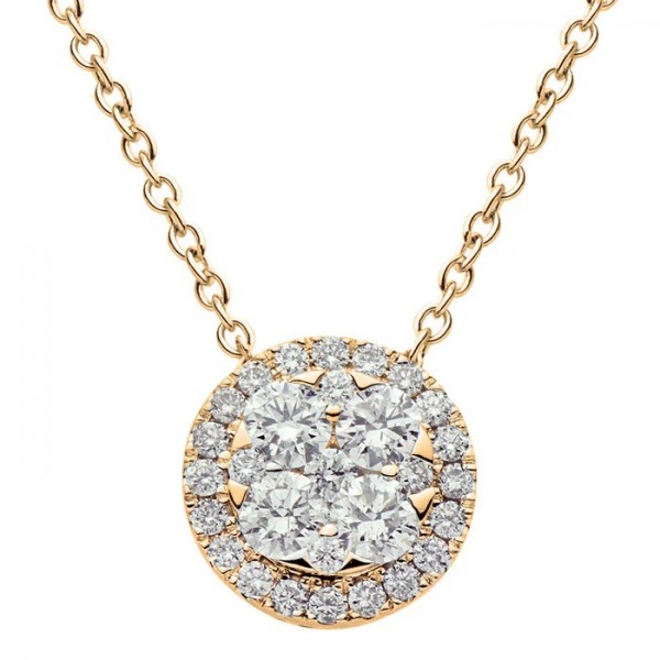 18K YELLOW GOLD PAVE DIAMOND ROUND PENDANT