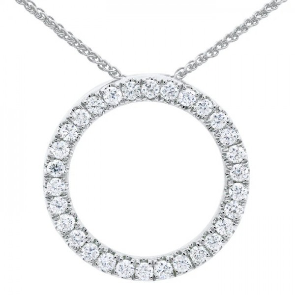 18K WHITE GOLD DIAMOND CIRCLE PENDANT
