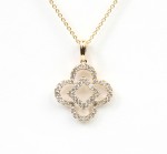 14K YELLOW GOLD DIAMOND CLOVER PENDANT