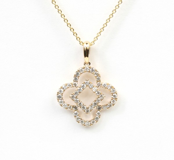 14K YELLOW GOLD DIAMOND CLOVER PENDANT