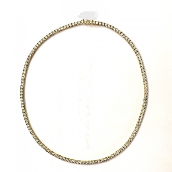 14K YELLOW GOLD DIAMOND RIVERIA PRONG SET NECKLACE
