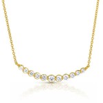 14K YELLOW GOLD DIAMOND CURVED BAR NECKLACE