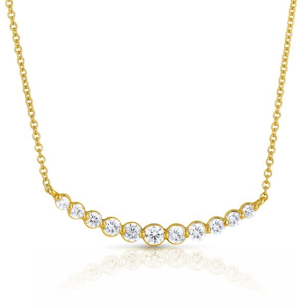 14K YELLOW GOLD DIAMOND CURVED BAR NECKLACE