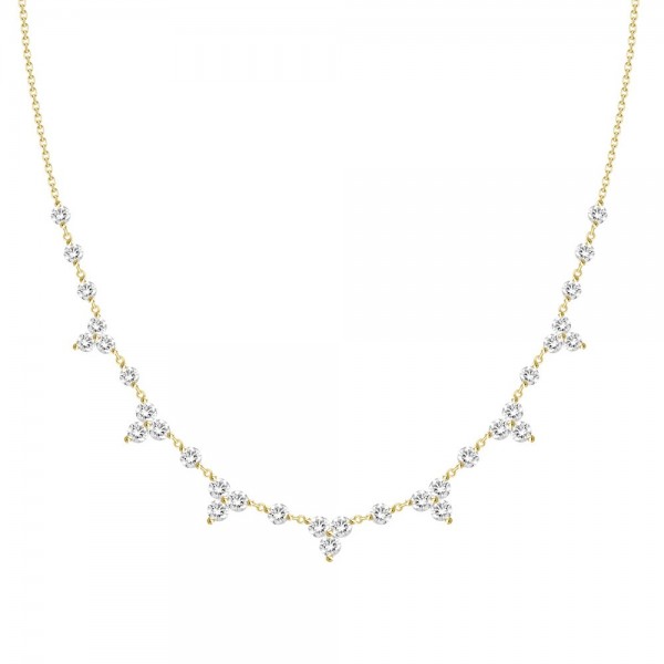 18K YELLOW GOLD DIAMOND DROP NECKLACE