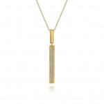 14K YELLOW GOLD ELONGATED PYRAMID .13CTW DIAMOND DROP NECKLACE