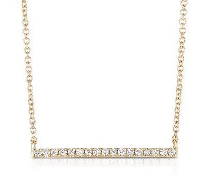 14K YELLOW GOLD DIAMOND BAR NECKLACE