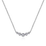 14K WHITE GOLD DIAMOND CURVED BAR NECKLACE