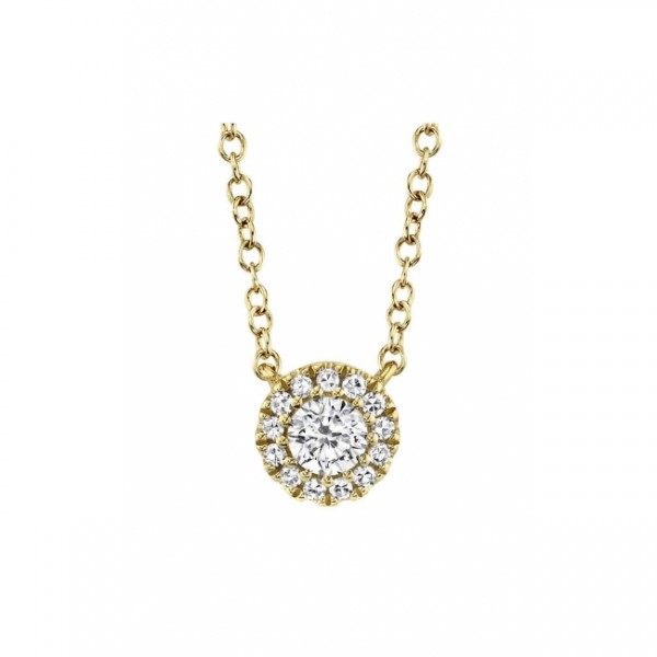 14K YELLOW GOLD DIAMOND HALO PENDANT