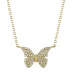 14K YELLOW GOLD DIAMOND BUTTERFLY PENDANT