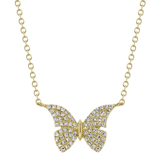 14K YELLOW GOLD DIAMOND BUTTERFLY PENDANT
