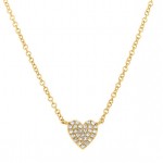 14K YELLOW GOLD DIAMOND PAVE HEART NECKLACE
