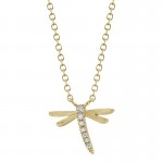 14K YELLOW GOLD DIAMOND DRAGONFLY PENDANT
