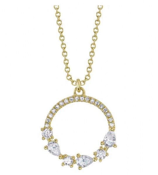 14K YELLOW GOLD DIAMOND CIRCLE NECKLACE