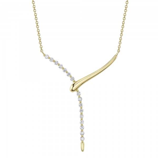14K YELLOW GOLD DIAMOND Y LARIAT NECKLACE