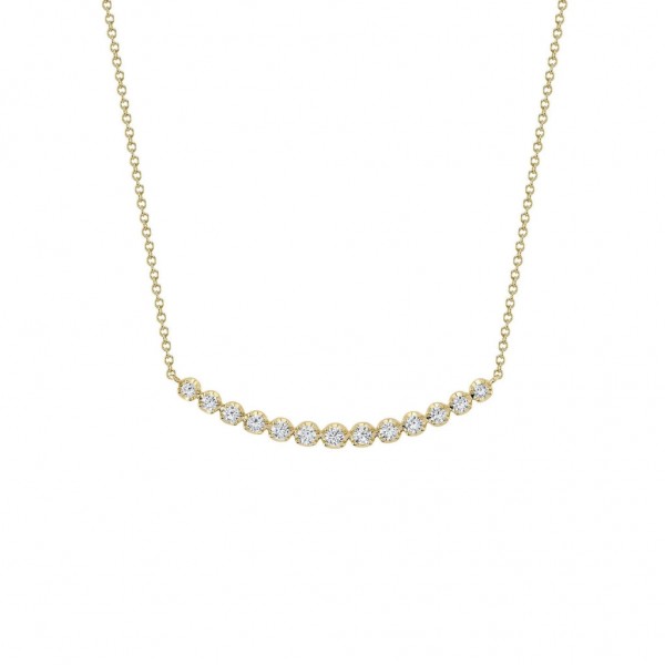 14K YELLOW DIAMOND CROWN SETTING BAR NECKLACE .91CTW