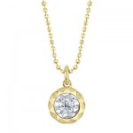 14K YELLOW GOLD ILLUSION HEAD PENDANT ON FACETED BALL CHAIN