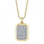 14K YELLOW GOLD GEO DOG TAG NECKLACE .47ctw