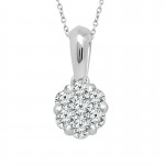 IDEAL COLLECTION 14K WHITE GOLD DIAMOND FLOWER CLUSTER PENDANT