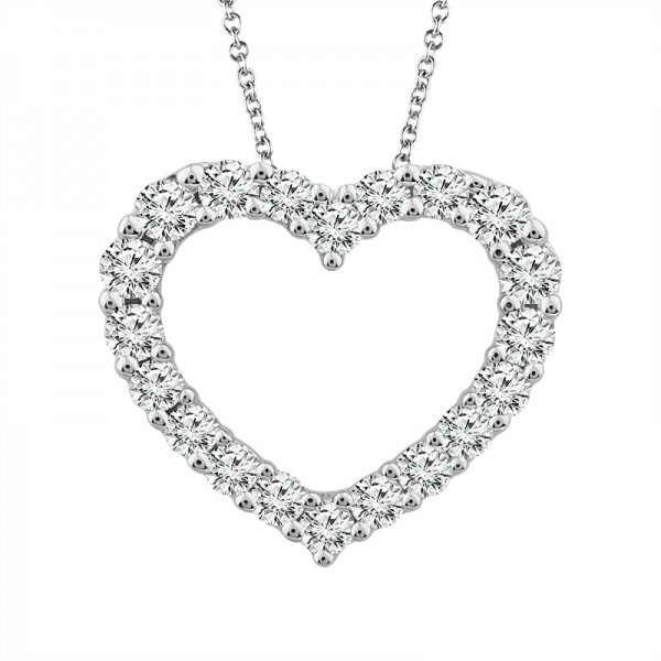 IDEAL COLLECTION 14K WHITE GOLD DIAMOND HEART PENDANT