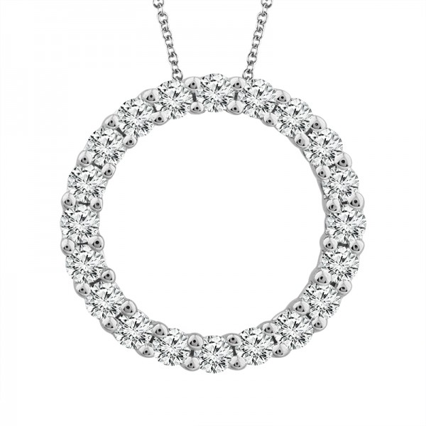 IDEAL COLLECTION 14K WHITE GOLD DIAMOND CIRCLE PENDANT