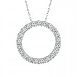IDEAL COLLECTION 14K WHITE GOLD DIAMOND CIRCLE PENDANT