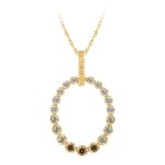 14K YELLOW GOLD DIAMOND EMBERLIGHT OPEN OVAL PENDANT