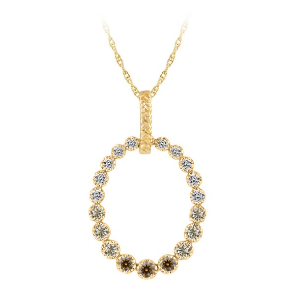 14K YELLOW GOLD DIAMOND EMBERLIGHT OPEN OVAL PENDANT